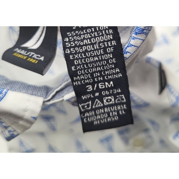 NAUTICA Baby Boys 3-6M Button Up Dress Shirt Ships Coastal Blue White - Picture 5 of 5